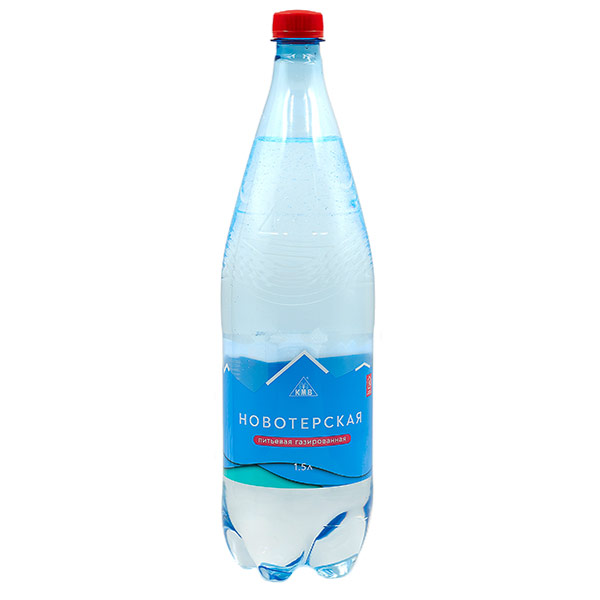 Вода Новотерская 1.5 литра, газ, пэт, 6 шт. в уп.