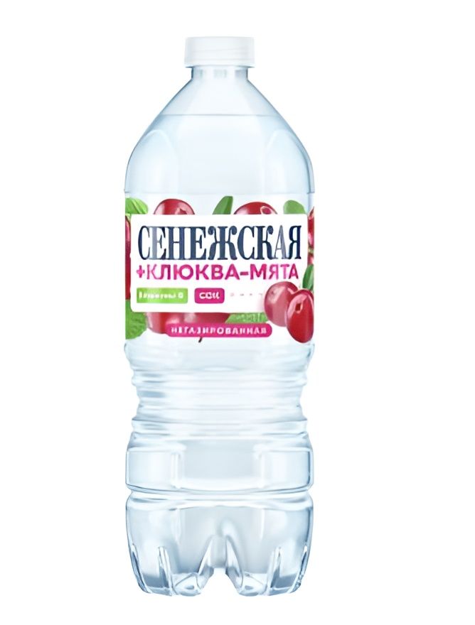 Вода Сенежская питьевая негазированная, с соком Клюквы и Мяты, 1л х 6 шт