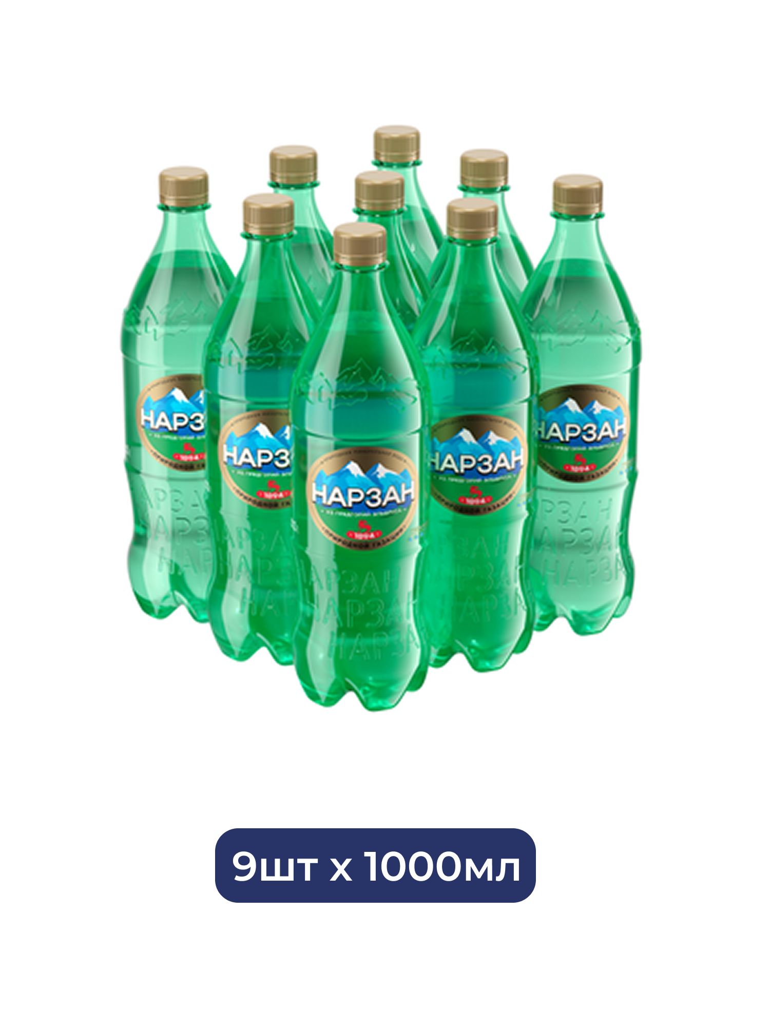 Вода минеральная газированная Нарзан, ПЭТ, 1л х 9шт.