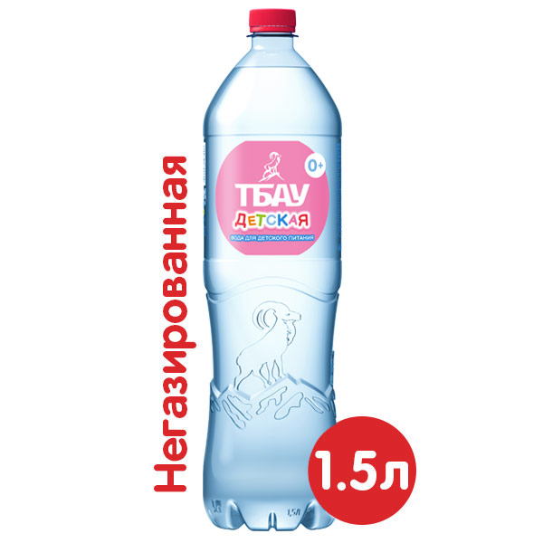 Вода Тбау детская 1.5 литра, без газа, пэт, 6 шт. в уп.