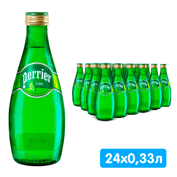 Вода Perrier с соком лайма 0.33 литра, газ, стекло, 24 шт. в уп.