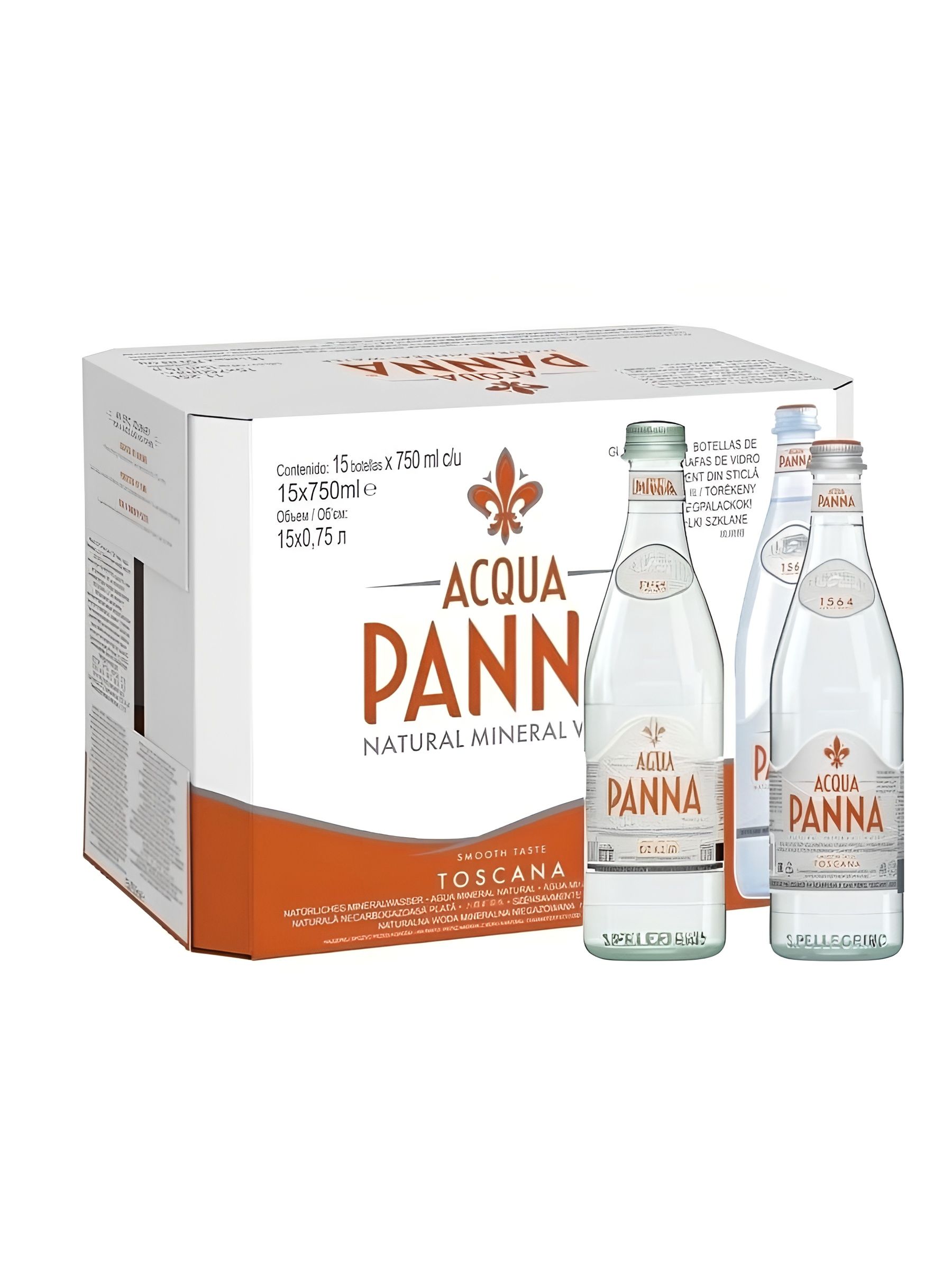 Вода минеральная Acqua Panna (Аква Панна), 0.75 л х 15 бутылок, негазированная, стекло