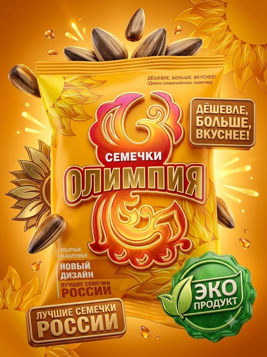 Семечки обжаренные отборные, новый дизайн, без соли "Олимпия" 130г х 10шт.