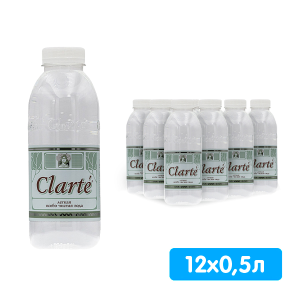 Вода Clarte 0.5 литра, без газа, пэт, 12 шт. в уп.
