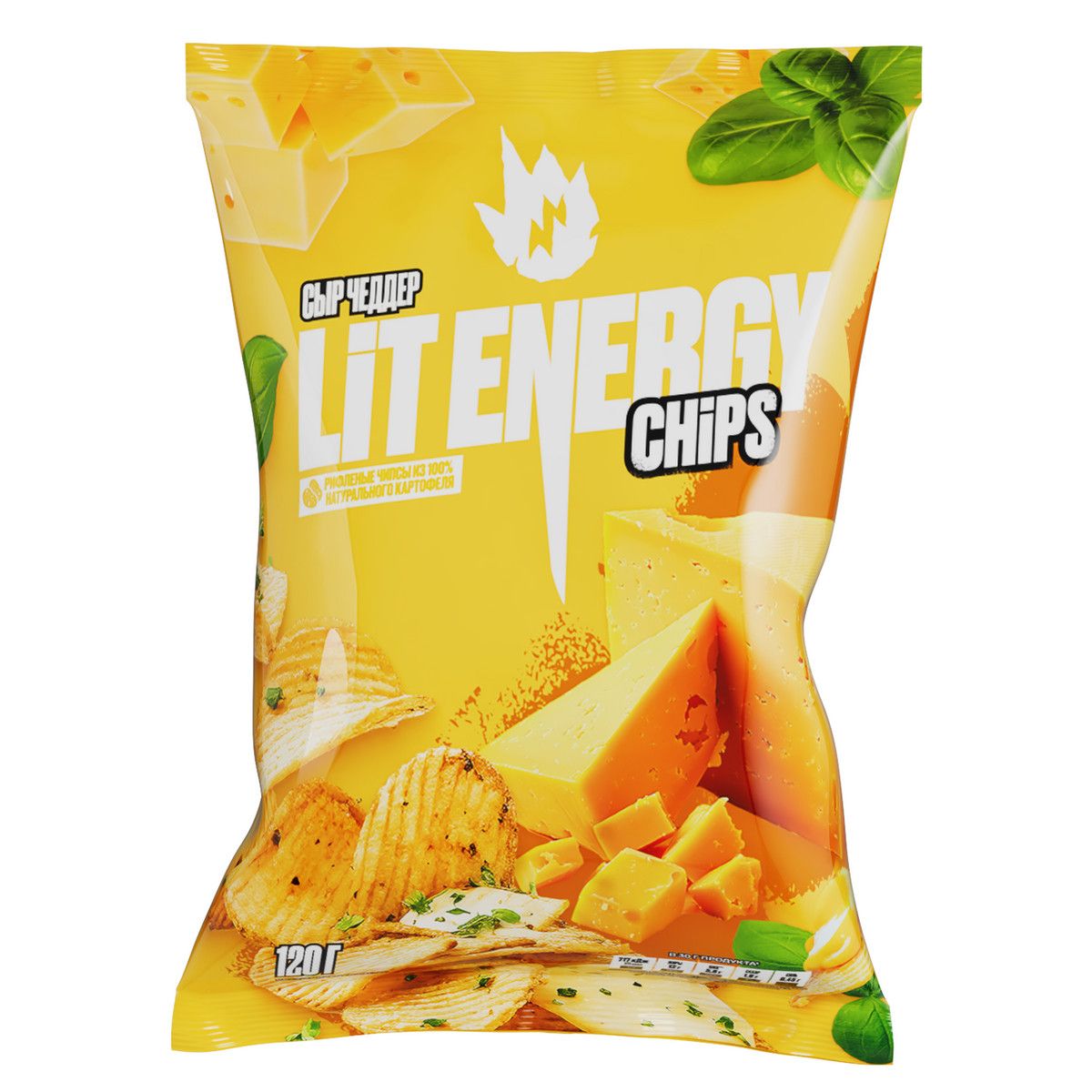 Чипсы Lit Energy чеддер, 120г. Упаковка 10шт. Набор 4 упаковки.
