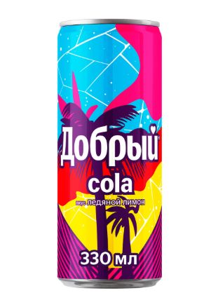 Напиток Добрый Cola Ледяной лимон, 0,33 литр. Жб. Упаковка 24 шт.