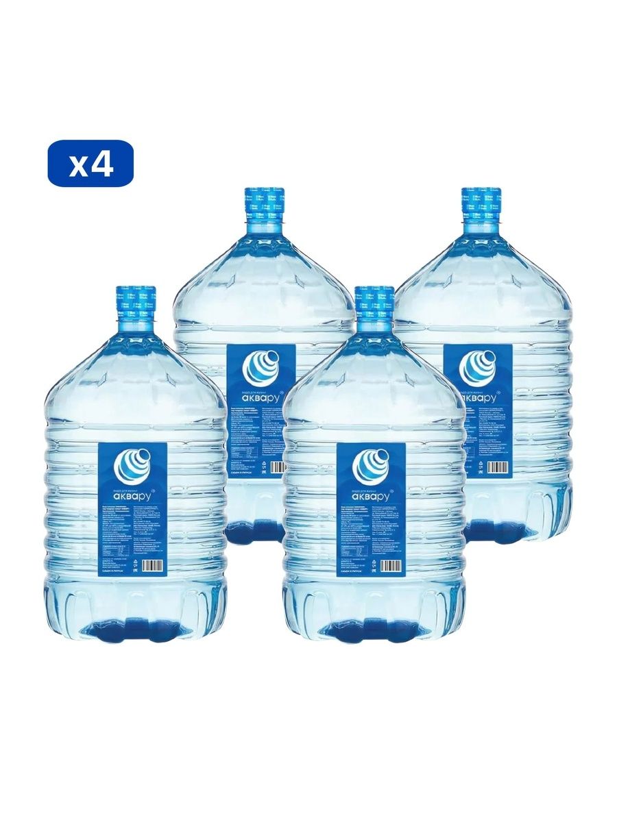 Вода питьевая Аквару 19 л негазированная (бутыль одноразовая 4 шт.)