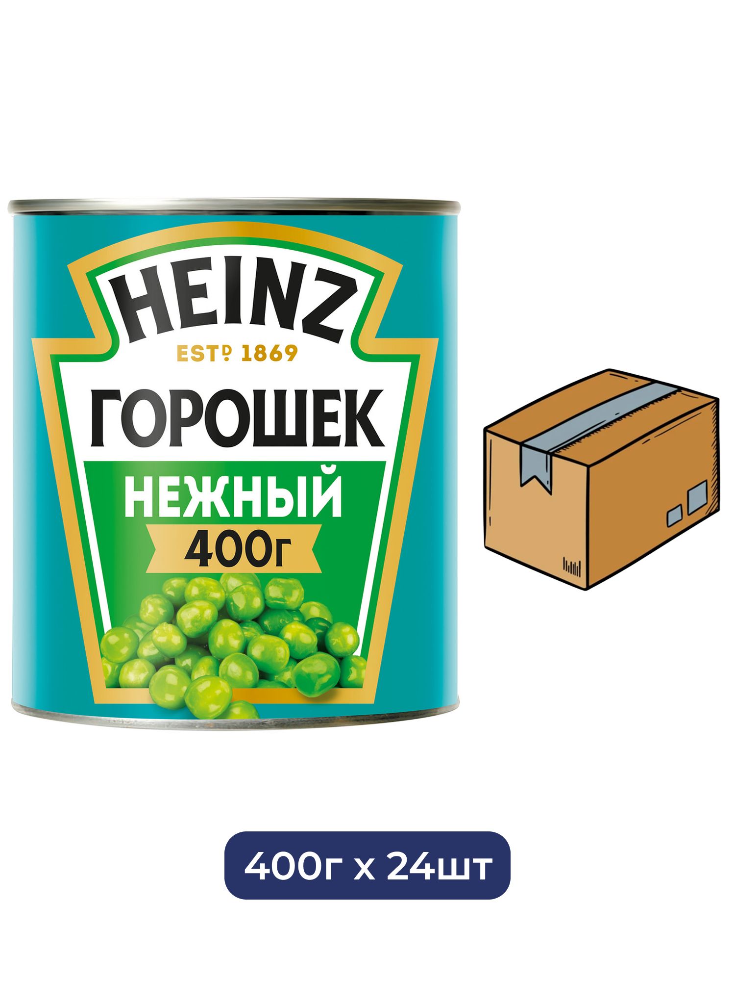 Горошек зеленый Heinz нежный, 400г х 24 шт.