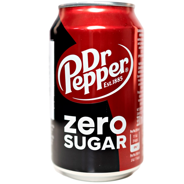 Dr.Pepper / Доктор Пеппер Zero импорт 0.33 литра, ж/б, 24 шт. в уп.
