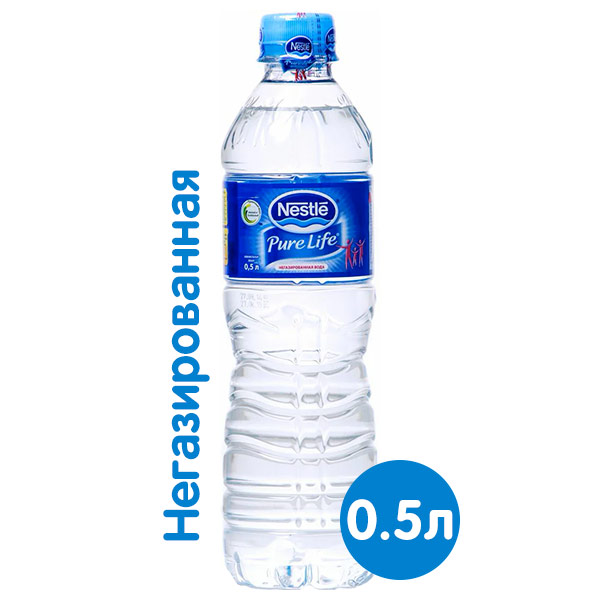 Вода Nestle Pure Life 0.5 литра, без газа, пэт, 12 шт. в уп.