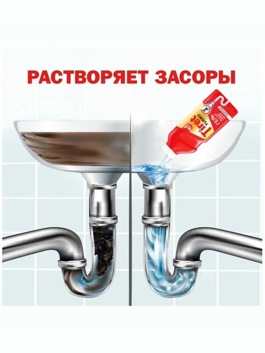 Гель для удаления сложных засоров "Tiret Turbo", 500 мл. Набор 3 шт.
