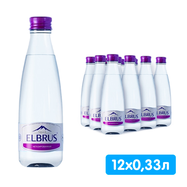 Вода Эльбрус 0.33 литра, без газа, стекло, 12 шт. в уп.