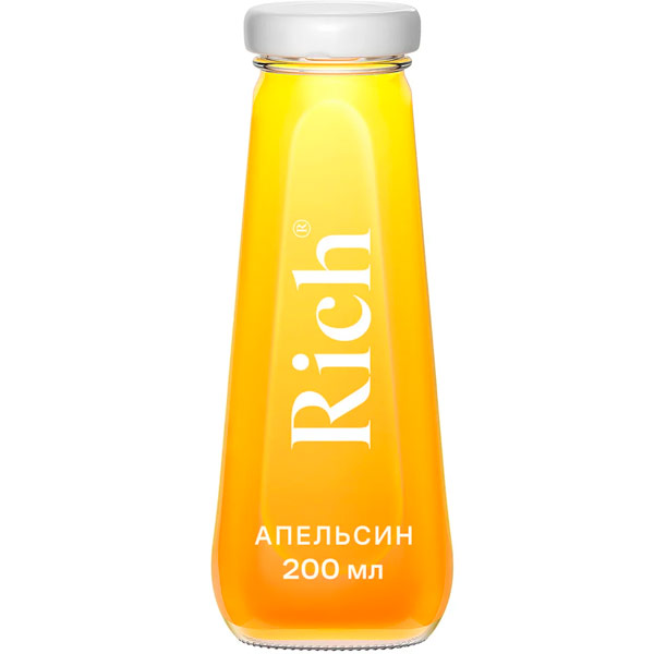 Сок Rich апельсин 0.2 литра, стекло, 12 шт. в уп.