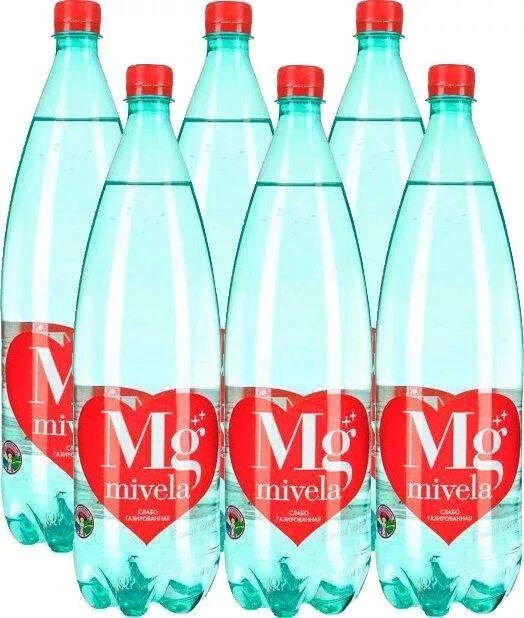 Вода минеральная Mivela Mg++ / Мивела слабогазированная ПЭТ 1 л (6 штук)