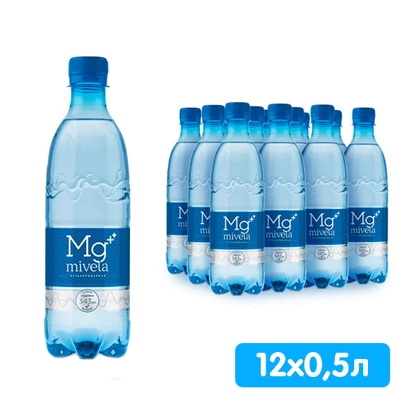 Вода Mivela Mg++ / Мивела 0.5 литра, без газа, пэт, 12 шт. в уп.