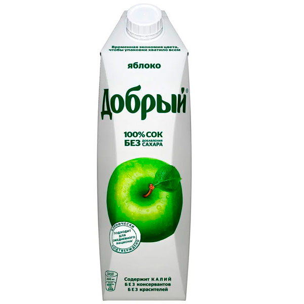 Нектар Добрый яблоко зелёное 1 литр без сахара
