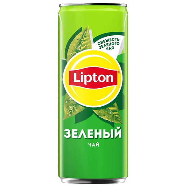 Холодный Чай Lipton / Липтон Зеленый 0.25 литра, ж/б, 12 шт. в уп.