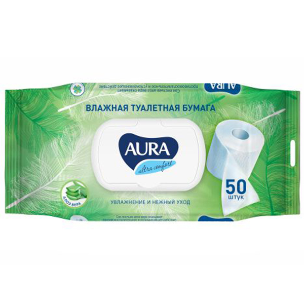 Влажная туалетная бумага Aura Ultra Comfort 50 шт