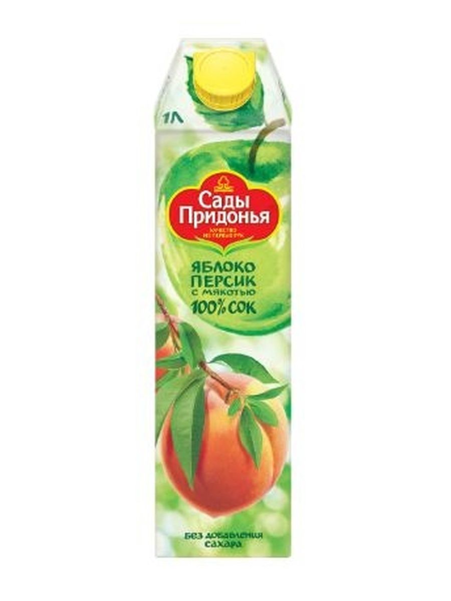 Сок детский "Сады Придонья", Яблоко-Персик с мякотью, 1000 мл. 12 шт.
