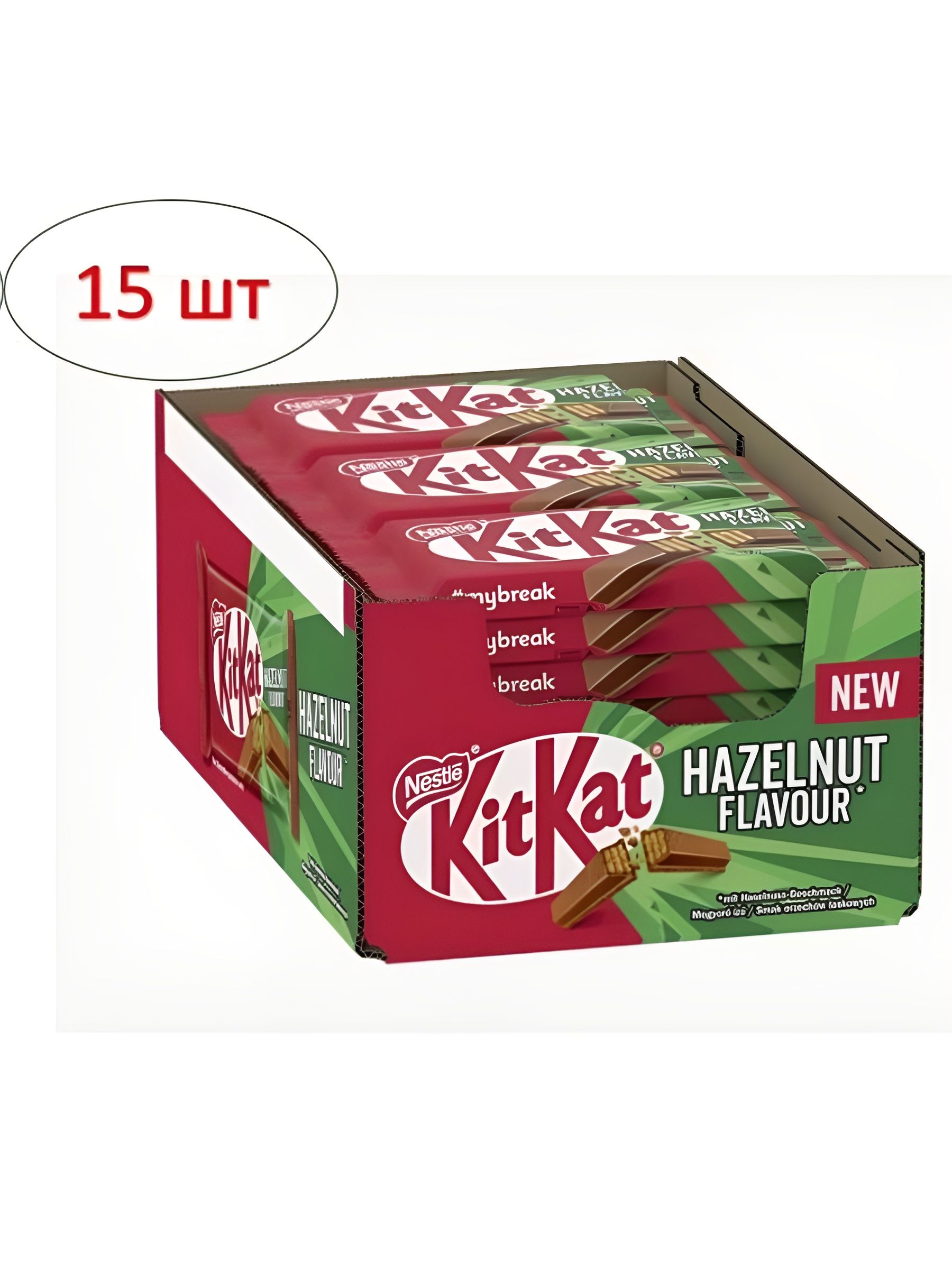 Молочный шоколад Kit Kat Hazelnut Noisette (c кремовой ореховой начинкой) 99 г. 15 шт.