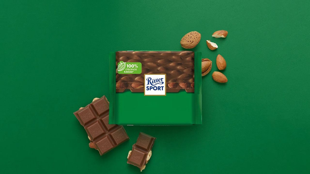 Шоколад Ritter Sport молочный Цельный миндаль, 100г. Набор 11 шт.