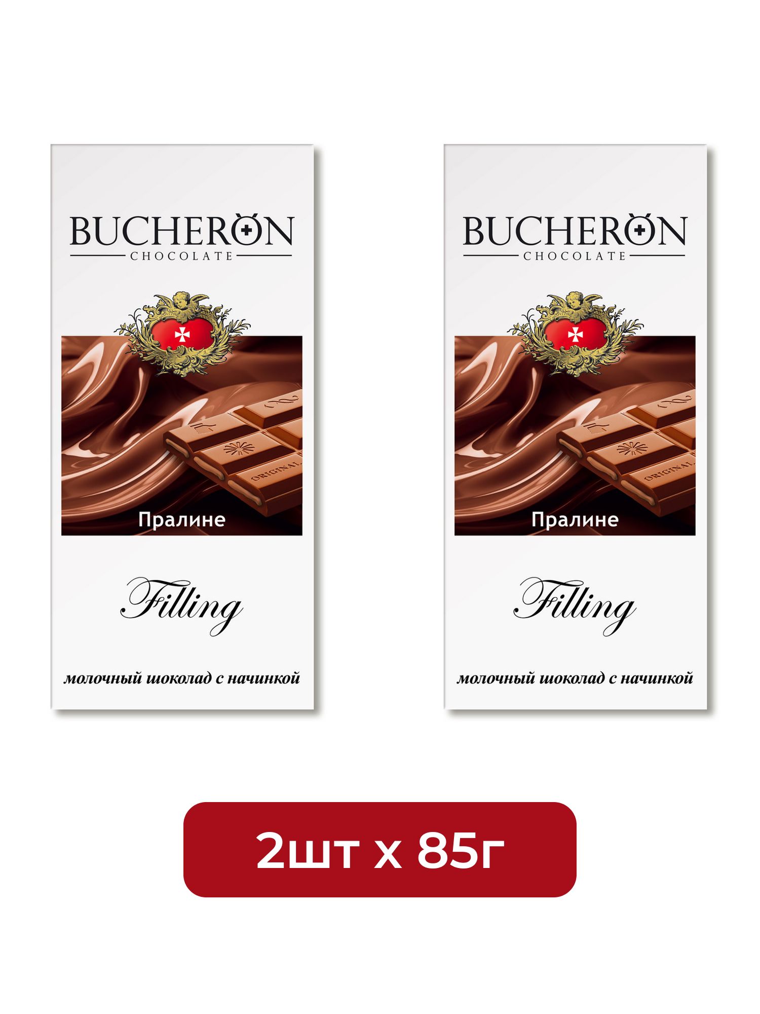 Шоколад Bucheron Filling молочный пралине, 85г х 2шт.