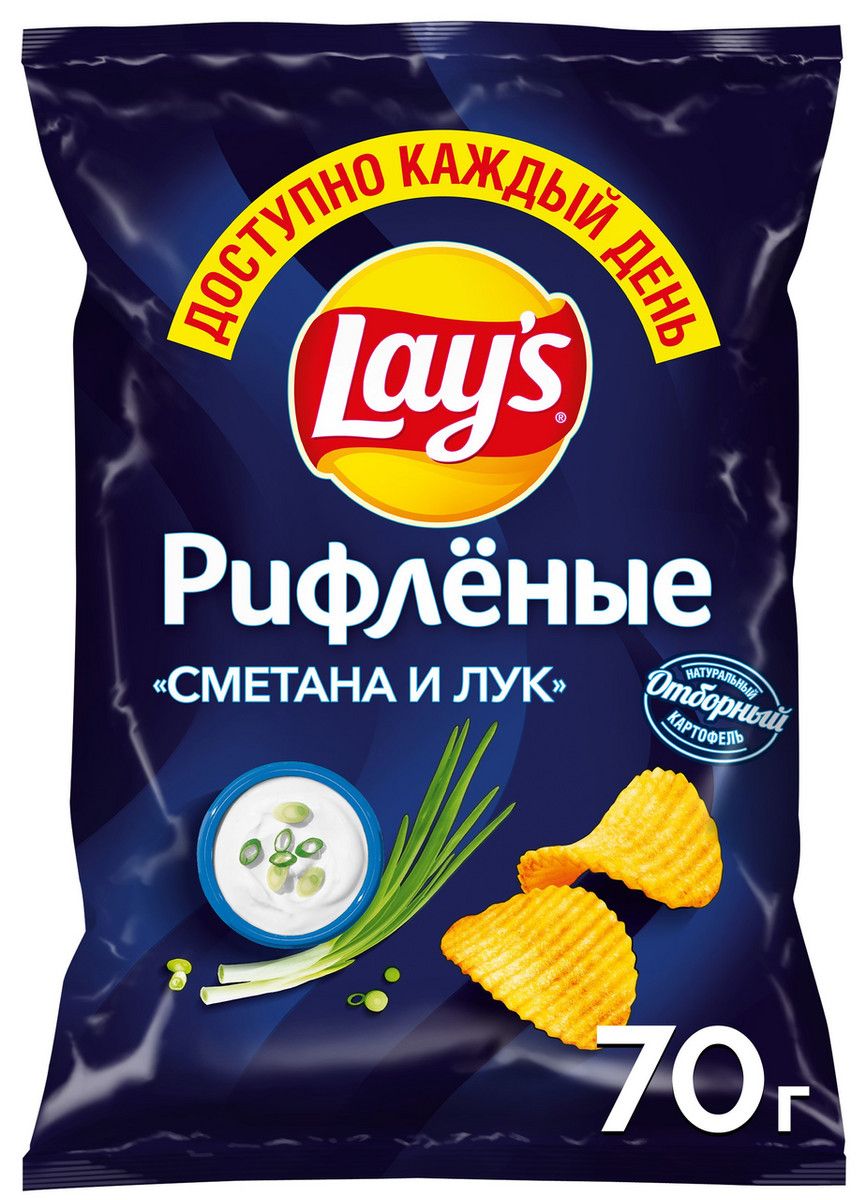 Чипсы Lay's Сметана и лук, 70г. Упаковка 25 шт. Набор 2 упаковки.