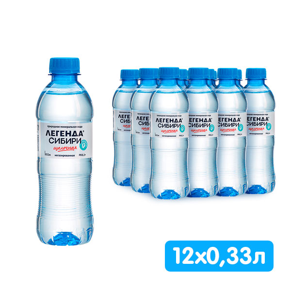 Вода Легенда Сибири лечебно-столовая 0.33 литра, без газа, пэт, 12 шт. в уп.