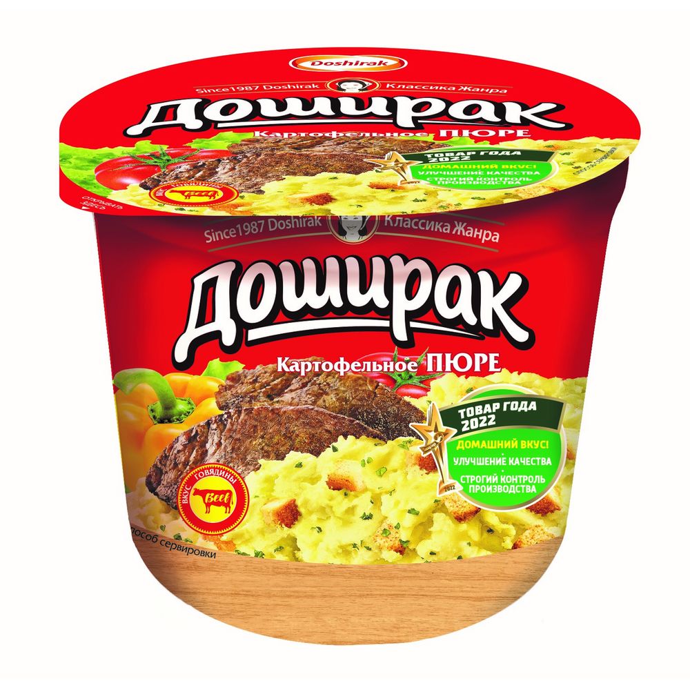Пюре картофельное Доширак со вкусом мяса, 40г х 24 шт.