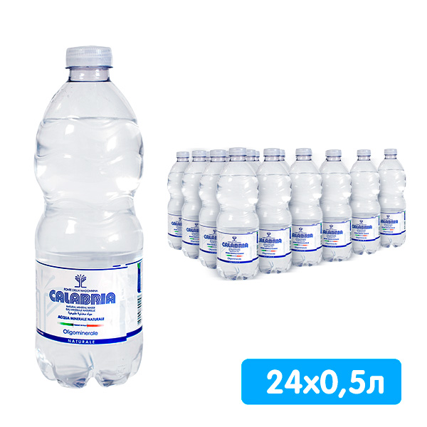 Вода Acqua Calabria Naturale 0.5 литра, без газа, пэт, 24 шт. в уп.