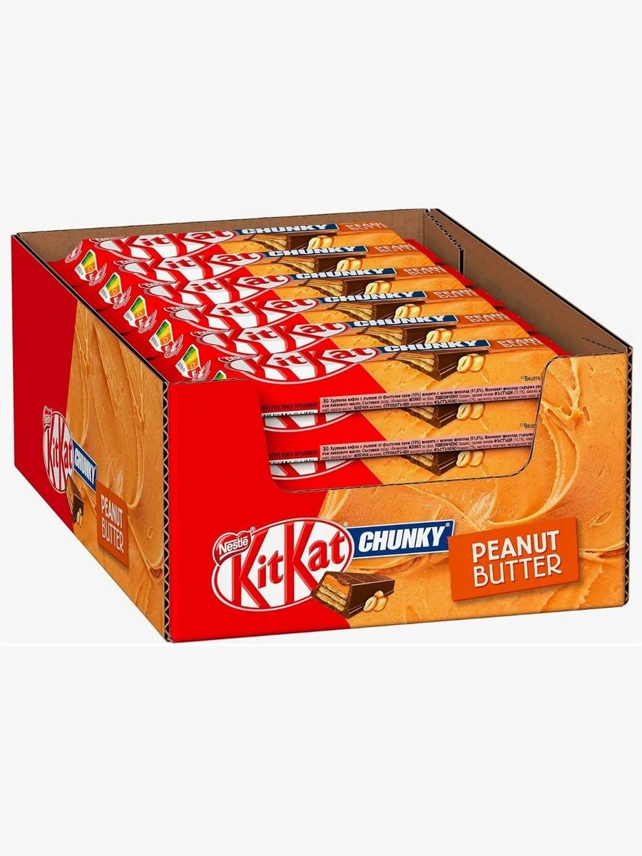 Молочный шоколадный батончик Kit Kat Chunky Peanut Butter ( с арахисовой пастой) 42г. 24 шт.