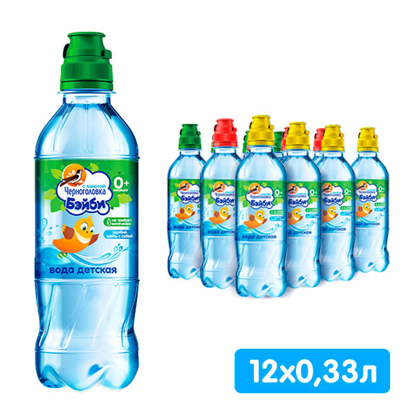 Вода Черноголовка Спорт детская 0,33 литра, без газа, пэт, 12 шт. в уп.