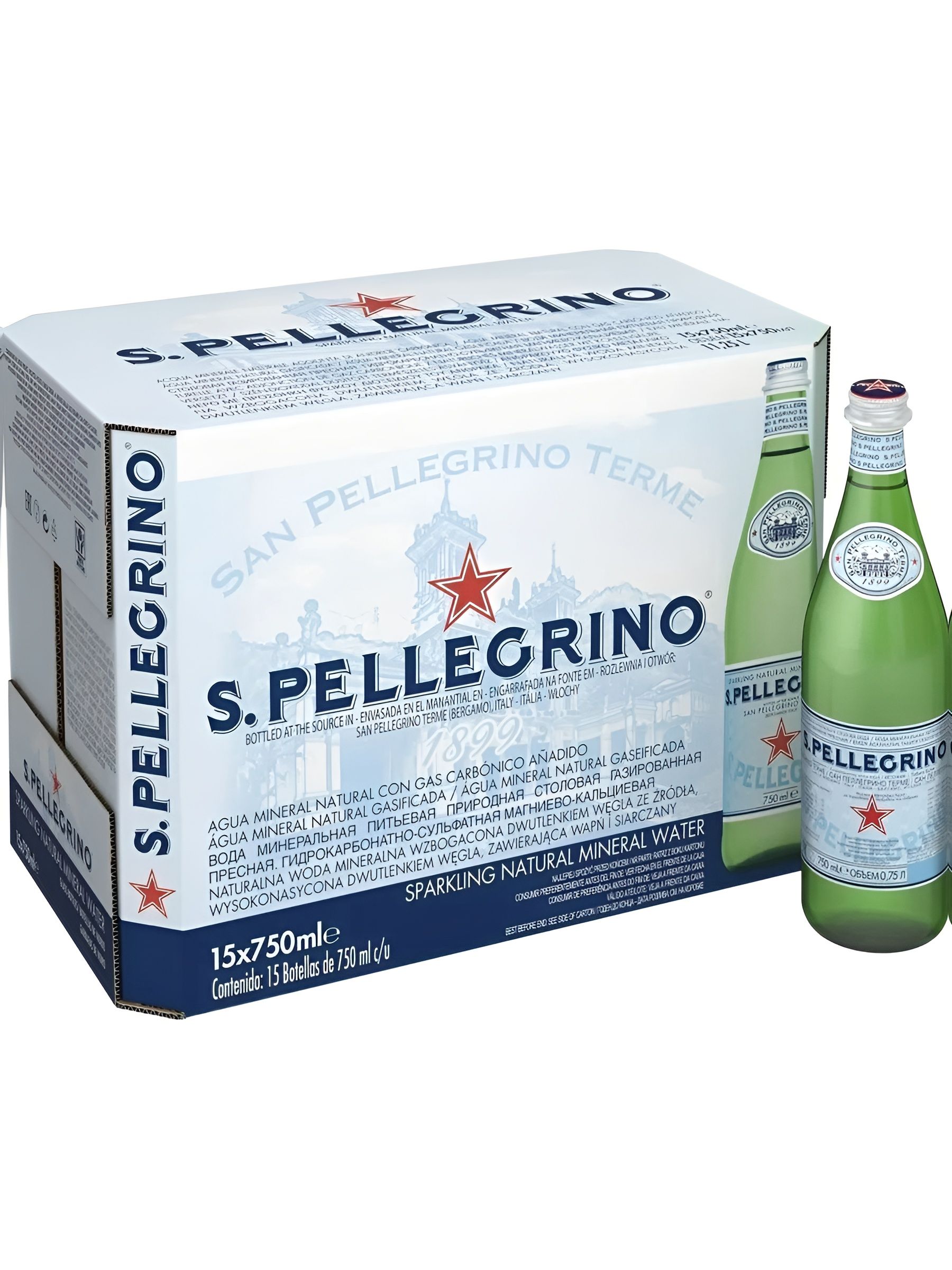 S.Pellegrino / Санпеллегрино газированная вода, 15шт. х 750мл.