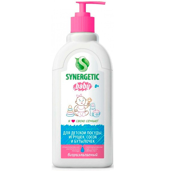 Гель Synergetic Baby для посуды игрушек сосок и бутылочек 500 мл