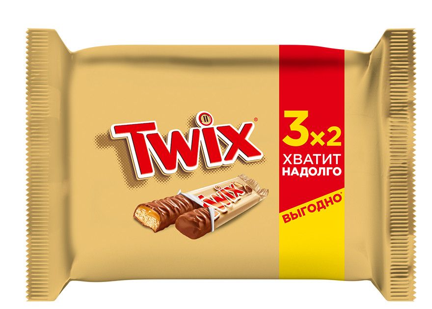 Батончик шоколадный Twix 55г х 3шт, 165г. Упаковка 18 шт.