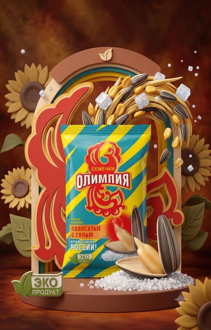 Семечки обжаренные отборные полосатые с солью "Олимпия" 100г х 10шт.