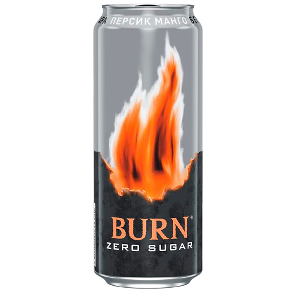 Энергетический напиток Burn Peach Zero Sugar 0,449 литра, ж/б, 12 шт. в уп.