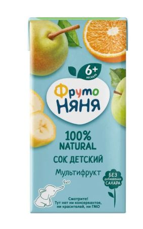 Сок детский ФрутоНяня Мультифрукт с 6 месяцев, 200мл (Упаковка 18 шт)