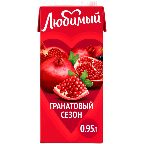 Напиток сокосодержащий Любимый Яблоко-гранат-черноплодная рябина 0.95 литра