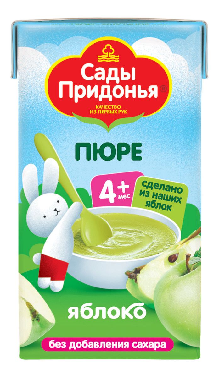 Пюре фруктовое детское Сады Придонья Яблоко с 4 месяцев, 125г x 18шт