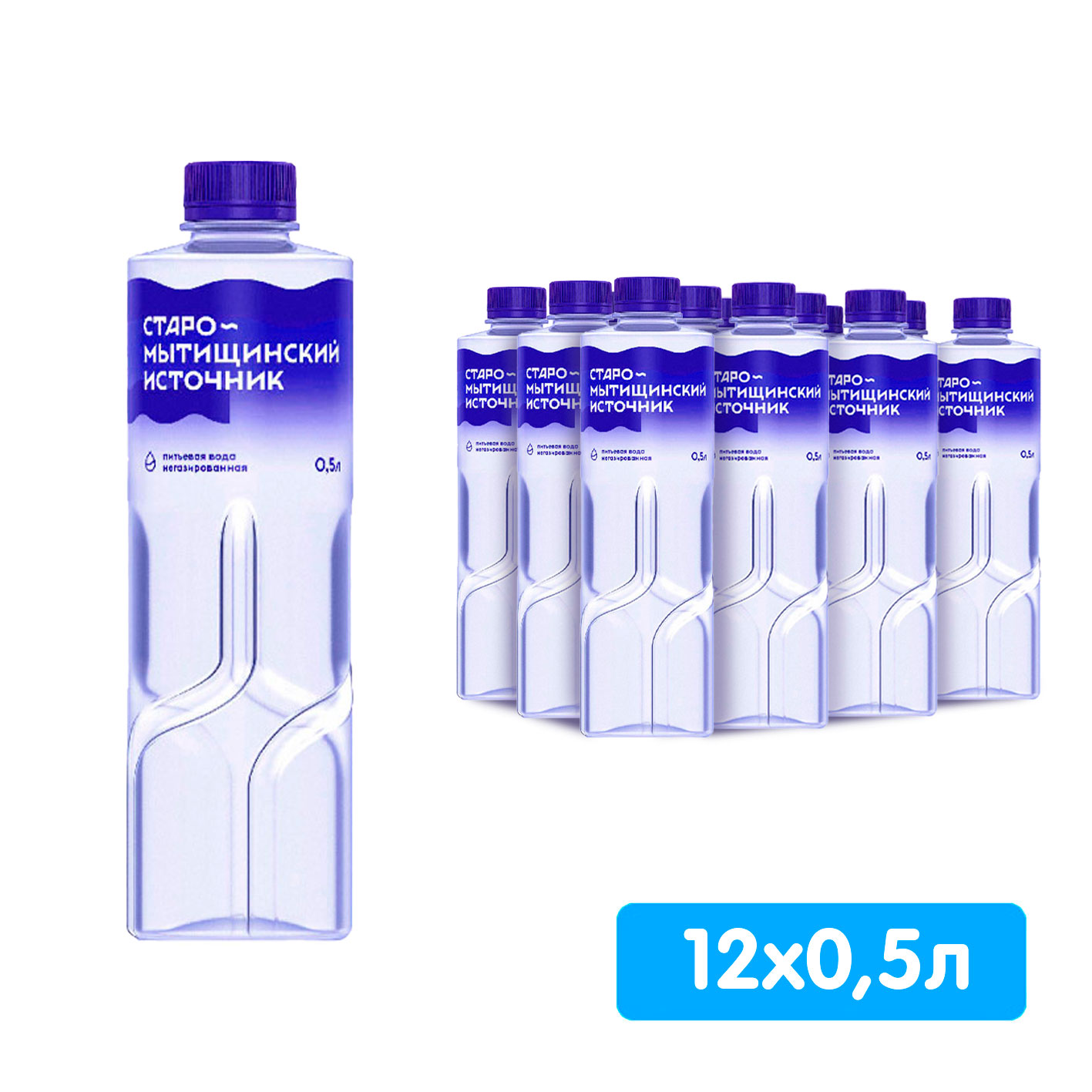 Вода Старо-Мытищинский Источник Премиум 0.5 литра, без газа, пэт, 12 шт. в уп.