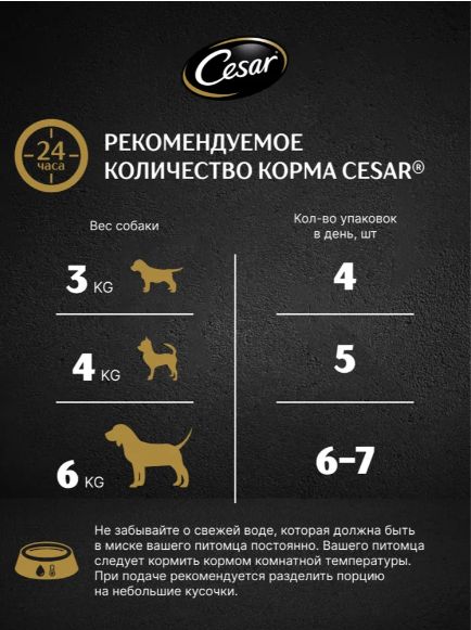 Влажный корм Cesar для взрослых собак, паштет с ягненком, 28 шт по 80г
