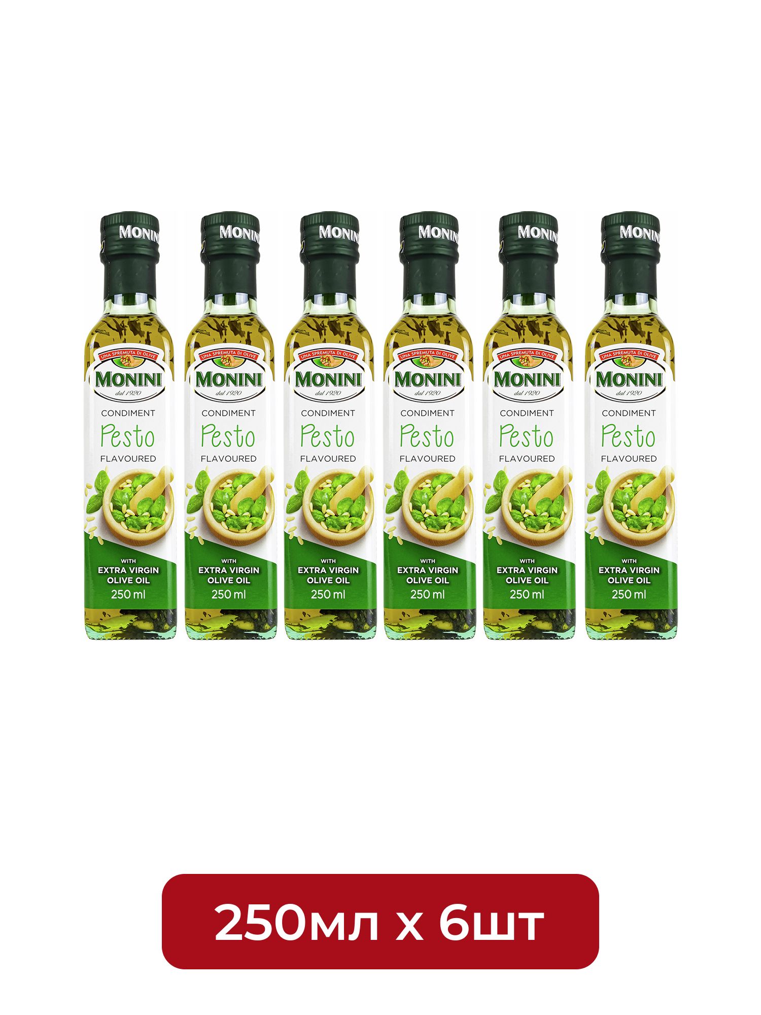 Масло оливковое Monini с песто Extra Virgin нерафинированное, 250мл х 6шт.