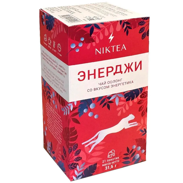 Чай Niktea Energy зеленый оолонг со вкусом энергетика 21 пак