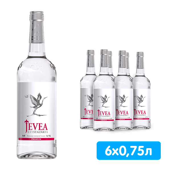 Вода Jevea Crystalnaya / Живея Кристальная 0.75 литра, без газа, стекло, 6 шт. в уп.