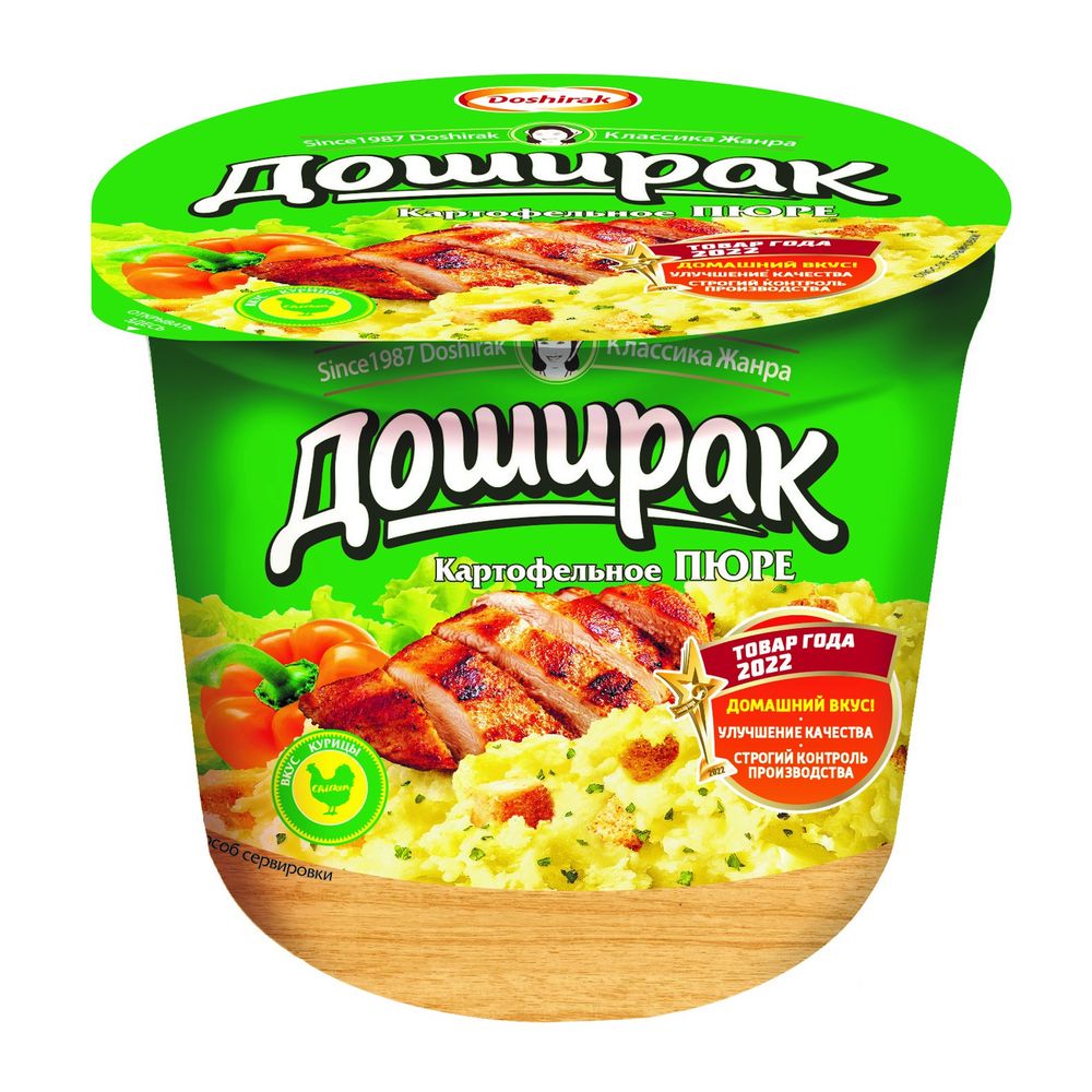 Пюре картофельное Доширак со вкусом курицы, 40г х 24 шт.
