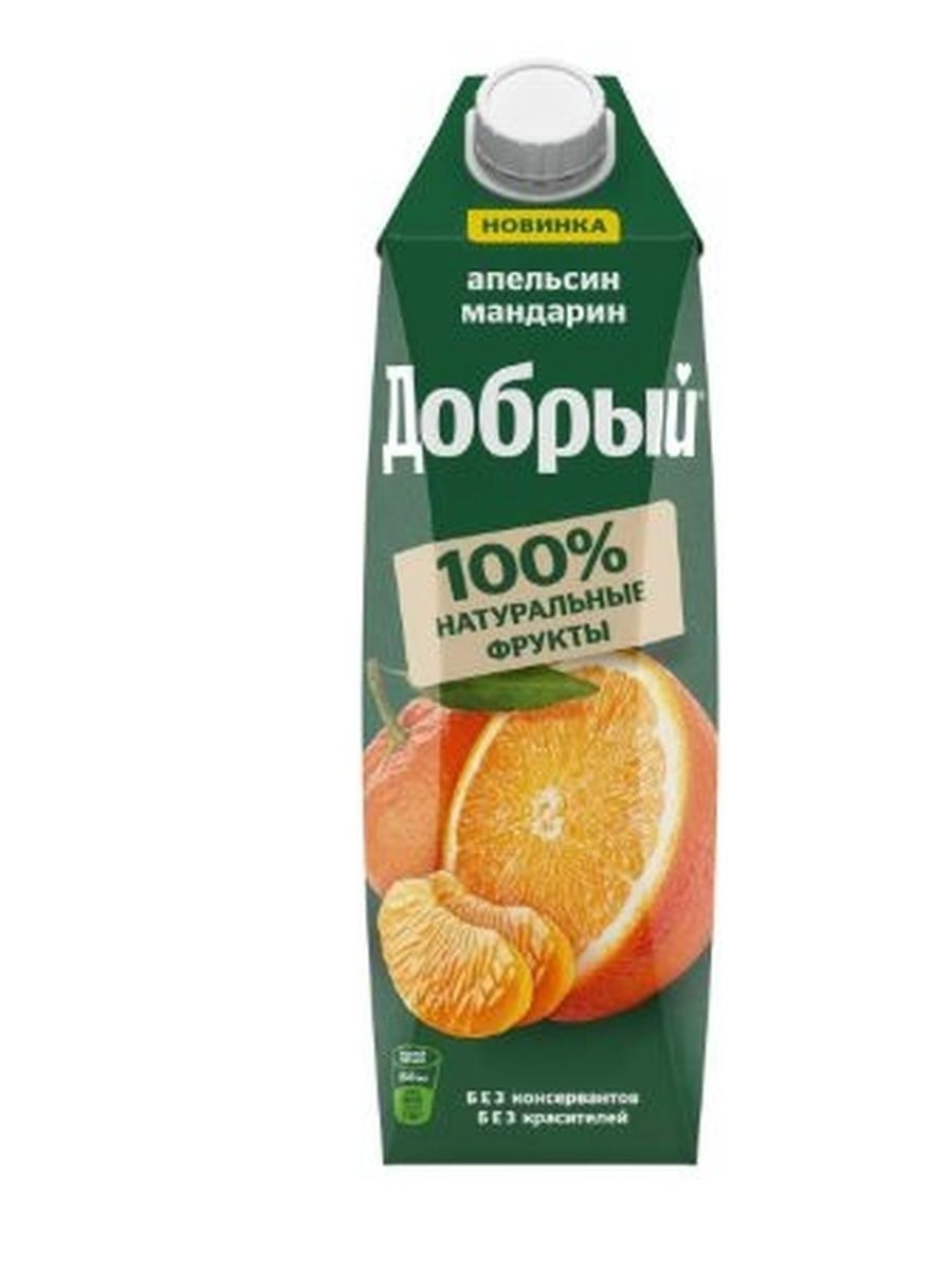 Напиток сокосодержащий Добрый с апельсином и мандарином, 1000 мл. Упаковка 12 шт.