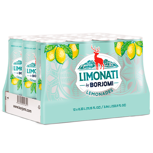 Напиток Limonati by Borjomi с соком цитрусов, газ, ж/б, 0,33 литра, 12 шт. в уп.