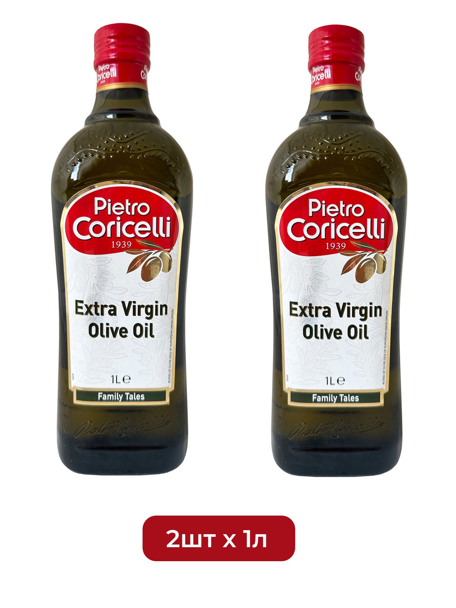 Масло оливковое Pietro Coricelli Extra Virgin нерафинированное, стекло, 1л х 2шт.