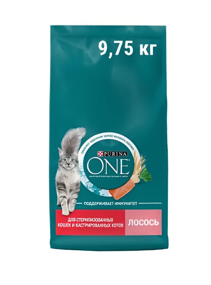 Сухой корм Purina One для взрослых кошек с лососем, 9,75 кг.